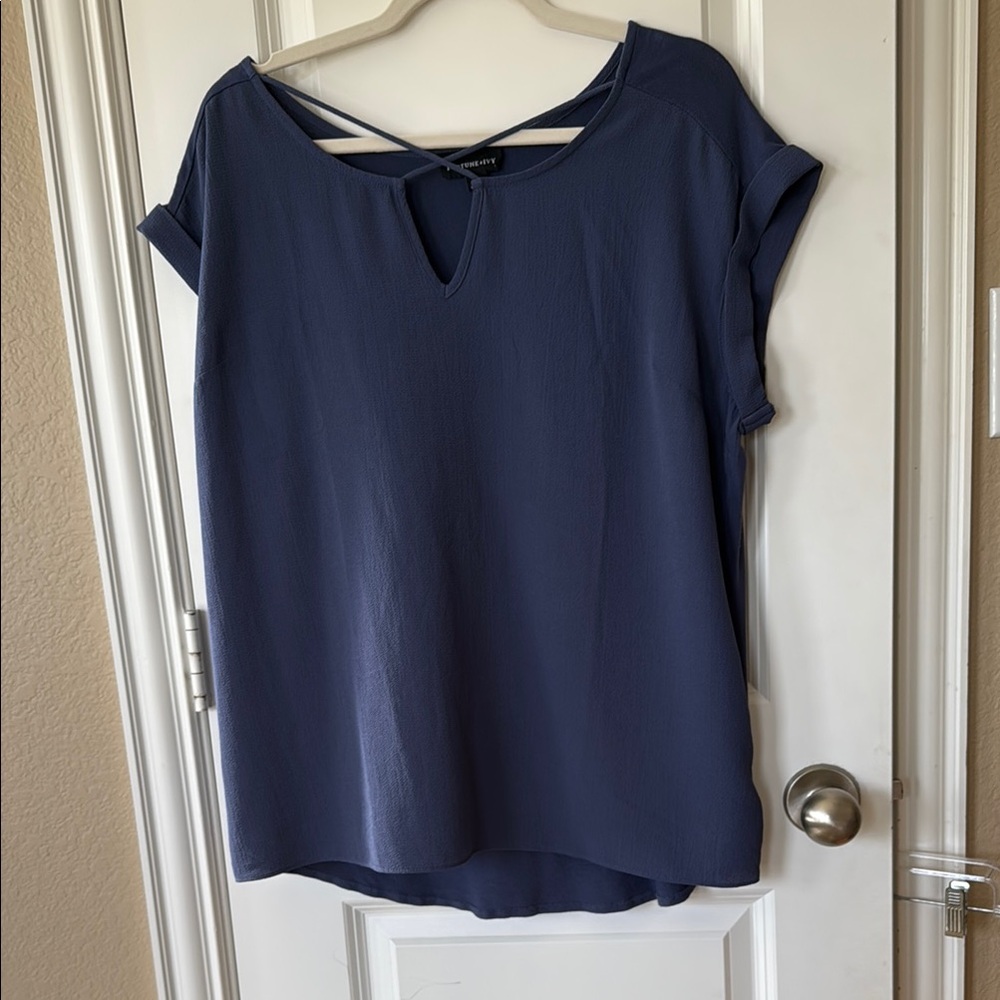 Fortune + Ivy Carna Mixed Material Blouse